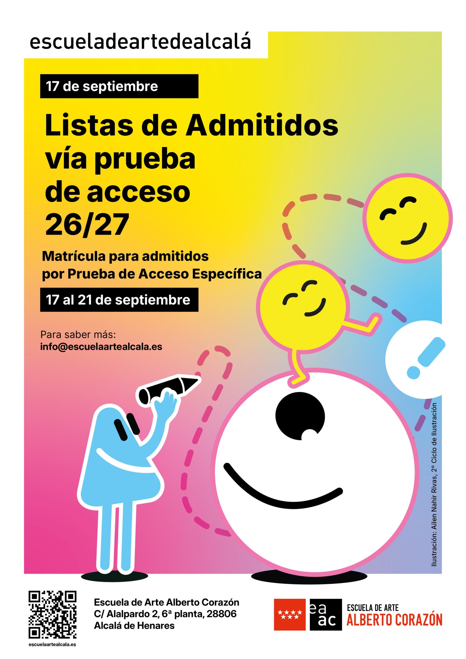 Listas de admitidos vía prueba de acceso y matrícula 26/27